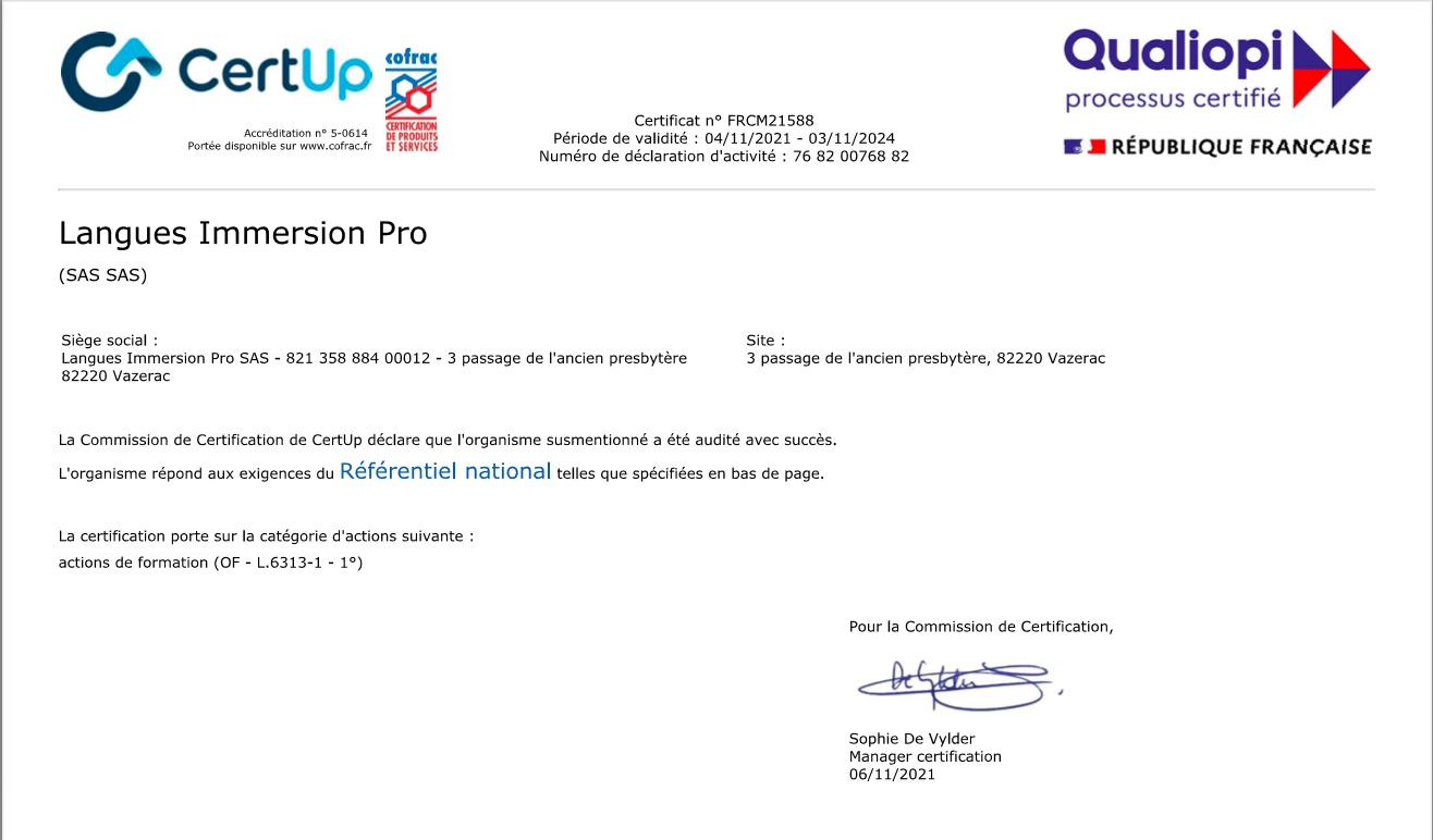 certificat qualiopi